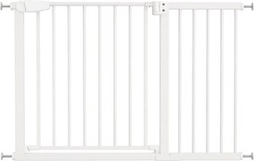 Poarta de siguranta copii Kidizi Rexa alb, reglabila 111-117 cm, montaj prin presiune, inchidere automata, certificata EN1930