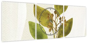 Tablou - Acuarelă ramură N⁰1 (cu ceas) (90x30 cm)