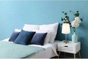 Lampa de masa metal nickel abajur textil alb JORIS