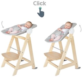 Scaun de masă pentru bebe gri deschis/în culoare naturală Style Born Up 2in1 – Roba