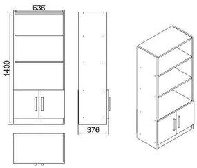 Bibliotecă Voma Anthracite and Walnut