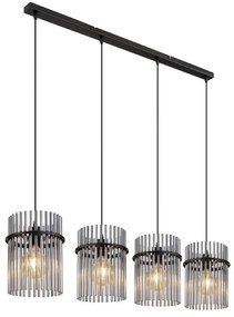 Lustra suspendata 4L design modern GORLEY negru, fumuriu