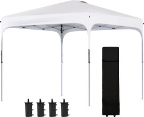 Outsunny Tonelă de grădină 2,5 x 2,5 m barnum pliabil Pop-up înălțime reglabilă pe 4 nivele material Oxford anti UV50+ cadru din oțel sac de transport inclus alb | Aosom Romania