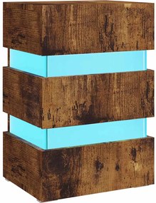 vidaXL Dulap noptieră cu LED, stejar afumat, 45x35x67cm lemn prelucrat