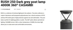 Mini Stalp LED iluminat exterior simetric 360º IP65 RUSH 25cm 4000K CASAMBI