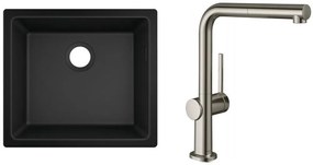 Set baterie bucătărie Hansgrohe Talis M54 72809800, chiuvetă din granit Hansgrohe S 51 43431170