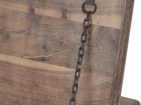 Cufăr vintage din lemn reciclat și metal, natur, cu feronerie în relief și picioare rotunde, finisaj patinat, 52 x 127 x 66 cm, „Lamanon”
