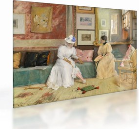 Tablou pe sticlă - William Merritt Chase, A Friendly Call, reproducere (70x50 cm)