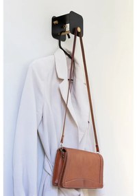 Cuier de perete negru cu raft din metal Hang in There – UMAGE