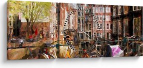 Tablou - Amsterdam (cu ceas) (90x30 cm)