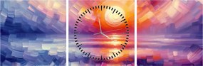 Tablou - Apus de soare artistic colorat (cu ceas) (90x30 cm)