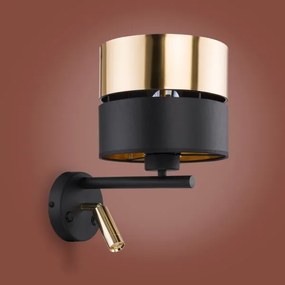 Lampă LED de perete HILTON 1xE27/15W/230V + LED/3W/230V alamă/negru