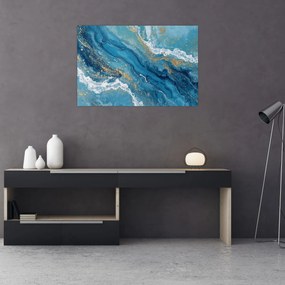Tablou - Marmură bleu cu aur II. (90x60 cm)