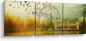 Tablou peisajului pictat cu sediul (cu ceas) (90x30 cm)