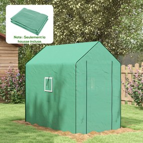Outsunny Bătătură de înlocuire pentru seră de grădină 140 x 213 x 190 cm cu fereastră, ușă anti-UV pentru grădină - Verde | Aosom Romania