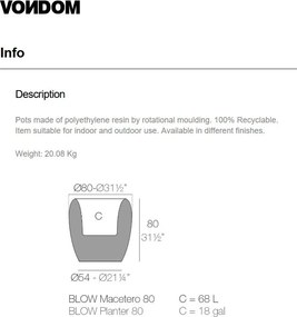 Ghiveci plante, flori design decorativ modern pentru amenajari interioare si exterioare, BLOW PLANTER 55019R Vondom