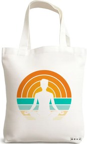 Sacosa de Panza pentru Cumparaturi, Geanta Tote Yoga 14, 38x34.5 cm, Alba, BEKZ®
