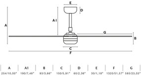 Ventilator de tavan FARO 33814WT PUNT M alb d. 132 cm Wi-Fi + telecomandă