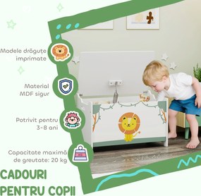 AIYAPLAY Cutie pentru Jucării cu Capac, Balamale de Siguranță și Mânere Adâncite, Organizator pentru Depozitarea Jucăriilor pentru Copii, Camera de Zi, Camera de Joacă, Verde | Aosom Romania