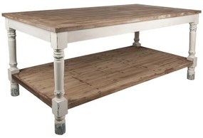 Masă de prezentare shabby chic, cu finisaj alb antichizat, Clarisse, 200x100x85 cm