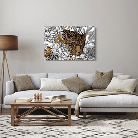 Tablou - Leopard între flori (90x60 cm)