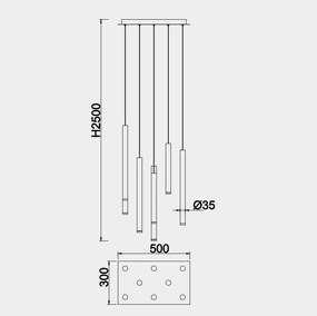 Lustra cu 8 pendule LED design modern minimalist CALA multicolor