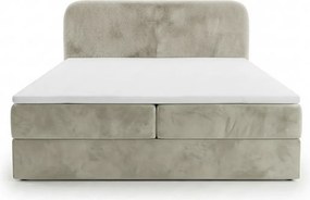 Pat tapițat boxspring FORENA 180x200 cm crem Saltea: Saltea cu arcuri Bonell