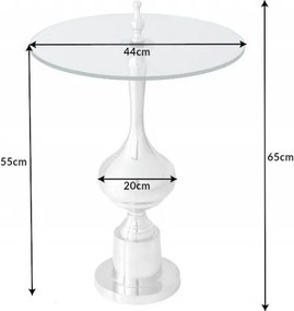Masuta auxiliara design unicat Abstract 65cm, argintiu