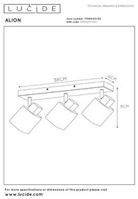Lucide 17999/03/30 - Plafonieră ALION cu 3 spoturi, 3xE14/25W/230V