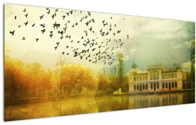 Tablou peisajului pictat cu sediul (120x50 cm)