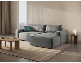 Colțar gri deschis extensibil/cu spațiu de depozitare cu tapițerie din catifea (cu colț pe partea dreaptă/cu șezlong) Jodie – Micadoni