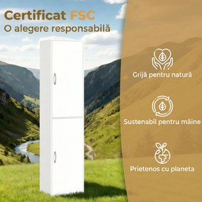 HOMCOM Bibliotecă Înaltă 180 cm, Raft Modern cu 5 Niveluri Reglabile, Mobilier Independent pentru Living, Dormitor, Birou, Alb | Aosom Romania