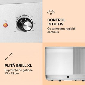 Klarstein Grillmeile 4400, grătar electric, Plancha, 2x2200W, placă de grătar din oțel inoxidabil
