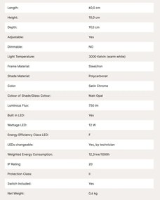 Aplica LED pentru tablou PORTRAIT L-60cm satin