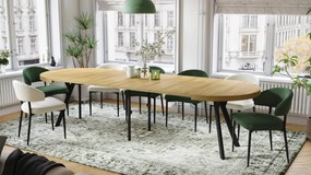Mazzoni VITO Stejar American/picioare negre - MASĂ MARE ROTUNDĂ Ø110 EXTENSIBILĂ PÂNĂ LA 310 cm CU PICIOARE "Y" LOFT/INDUSTRIALĂ
