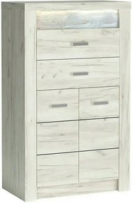 Comoda INDIANAPOLIS I6, stejar craft alb, PAL laminat, cu 2 sertare, 2