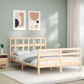3194806 vidaXL Cadru de pat cu tăblie, dublu, lemn masiv