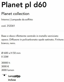 Plafoniera LED design circular Planet pl d60 negru