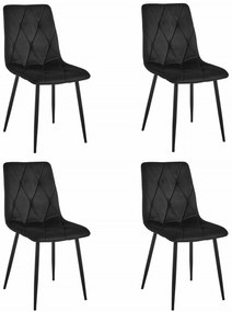 Set Scaune 4 Bucatarie/Dining Fido Catifea Neagra