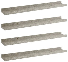 326705 vidaXL Rafturi de perete, 4 buc., gri beton, 60x9x3 cm