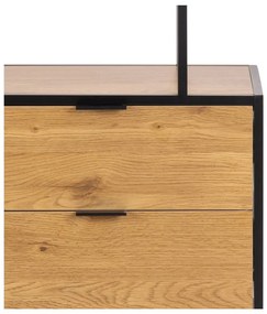 Bibliotecă neagră/în culoare naturală cu aspect de lemn de stejar 77x185x35 cm Seaford – Actona