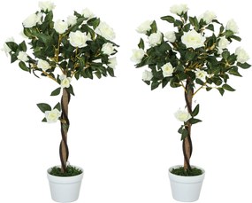 Outsunny Plantă Artificială de Trandafir cu 21 de Flori Ø18x90 cm Portocaliu cu Vas | Aosom Romania