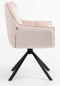 HR560 BAZĂ STEA Scaun Catifea Roz Pudra cu Bază Neagră