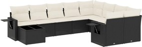 vidaXL Set canapele de grădină cu perne, 10 piese, negru, poliratan