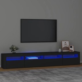 vidaXL Comodă TV cu lumini LED, negru, 240x35x40cm