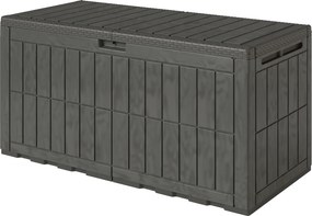 Outsunny Cufăr Exterior Capacitate 440 L din Rășină Rezistentă la Apă și Razele UV cu Capac Blocabil Bare cu Gaz Cafeniu | Aosom Romania