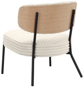 Fotoliu cu taburet crem cu tapițerie din catifea reiată Jerry – Støraa