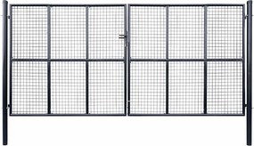 vidaXL Poartă de grădină din plasă, oțel galvanizat, gri, 400x175 cm