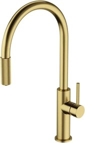 Baterie bucatarie cu dus extractibil Omnires Switch compatibila cu sistem filtrare apa finisaj alama periata