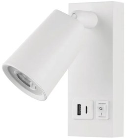 Spot LED de perete cu USB LED/5W/230V alb